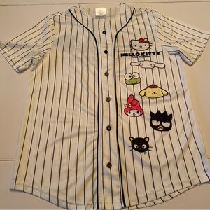 Sanrio Hello Kitty Striped Baseball Jersey - White and Black Size S